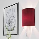 wandlampe rot orange Qualitätsprodukt Made in EU Elegante Wandlampe Rot Schirm aus Samt mit Stecker Wohnzimmer Flur Schlafzimmer Wandleuchte ALICE