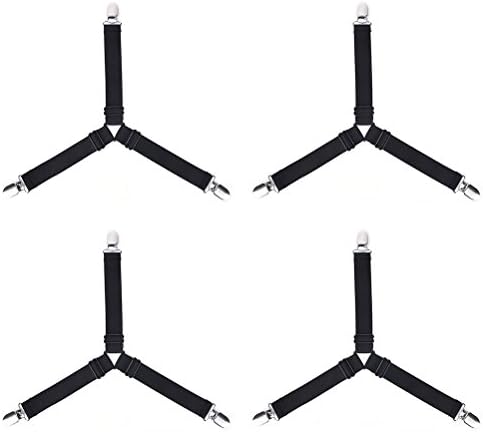Waterstone 4 Pcs Adjustable Sheet Fasteners, Triangle Bed Sheet Clip Straps Holders Elastic Sheet Cover Grippers