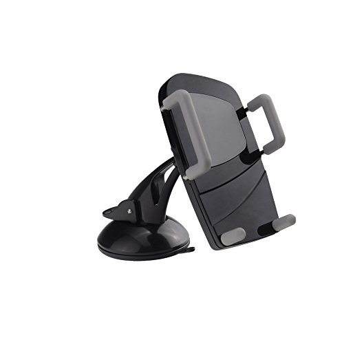 Car Mount / Holder 3 in 1 - TechToDoor 3 in 1 Universal Windscreen Dashboard and Air Vent Car Phone Holder - Universal Adjustable Cradle - Windshield Holder Cradle with Strong Sticky Gel Pad for iPhone 6S/6s Plus/6/6 Plus/5S/5C/SE, Galaxy Note 4/3, Galaxy S5 S6/ S6 Edge/S7/S8 Edge / Nokia / HTC / Sony / Sat Nav / iPod and MP3 Player