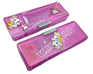 FunBlast Magnetic Pencil Case with Sharpener - Pencil Box for Kids, Unicorn Pencil Box for Girls, Unicorn Pencil Box for Girls Stylish, Pencil Box for Girls, Pencil Box Boys, Pencil Box for Girls Stylish, Stationary Items, Bus Pencil Box for Kids