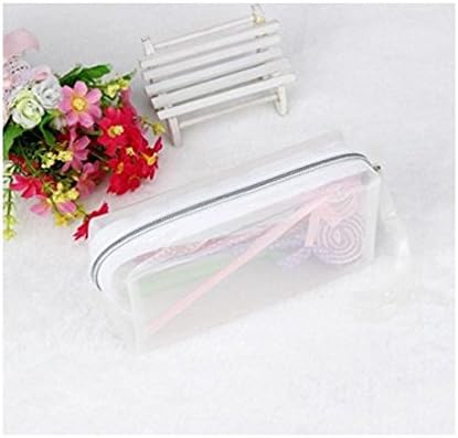 Whobabe Fashion Large Transparent Candy Color Zipper Cosmetic Jelly Pencil Bag Case Office School Stationery Makeup Cosmetic Pouch Coin Bag blue