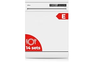 Nilson Lavavajillas 60cm Blanco NJ13600E. 1890W, 14 Cubiertos, 2 Bandejas, 6 Programas, Display LED táctil, Función Stop&Go, Eficiencia Energética Clase E