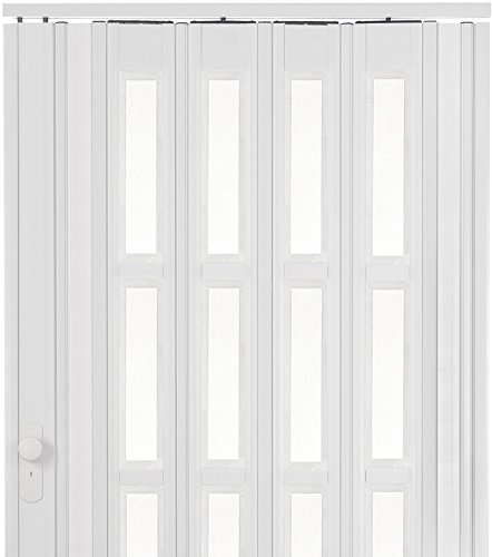 Falttür Schiebetür weiss farben mit Schloß und Fenster Höhe 203 cm Einbaubreite bis 85 cm Doppelwandprofil Neu - 3