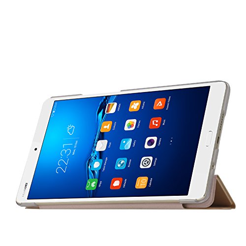 Huawei MediaPad M3 8.4 Hülle, IVSO Ultra Schlank Superleicht Ständer Slim Leder zubehör Schutzhülle für Huawei MediaPad M3 8.4 Tablet-PC perfekt geeignet (Slim-Golden) - 2