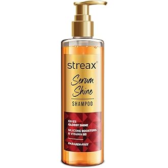 Streax Serum Shine Shampoo, 240ml |for Frizzy and Dry Hair |for Women & Men, Paraben-Free with Silicon Boosters & Vit B5 | For Smooth & Shiny Hair