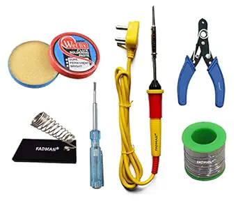 FADMAN BASIC COMPLETE KIT TYPE-6 SOLDERING IRON KIT | TESTER | CUTTER | STAND | SOLDER WIRE | PASTE | YELLOW SOLDERING IRON |