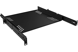 Audibax Pro Rack Drawer Ext 1U - Vassoio Scorrevole con Griglie 1U per Rack da 19 pollici - Ripiano Rimovibile 482,6 mm di Larghezza x 376 mm di Profondità - Realizzato in Acciaio - Capacità 8 kg