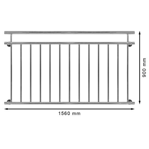 Homelux FB156G Edelstahl V2A Französischer Balkon Geländer Fenstergitter Balustrade 156 x 90 cm Glänzend - 6