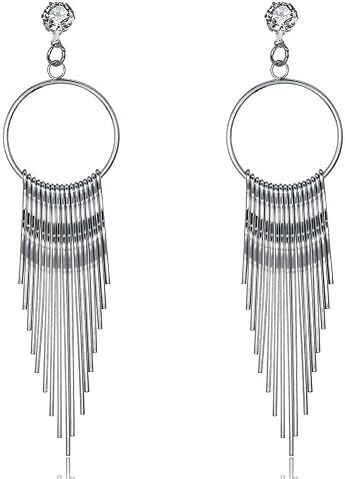 Elegant Long Tassel Dangle Stud Earring Metal Chain Women Fashion Party Christmas Gift