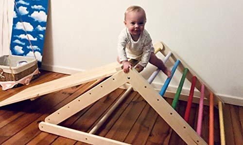 Triángulo de Pikler, Triángulo escalonado, Escalera para niños pequeños, Triángulo de escalada para niños pequeños, Puedes elegir un triángulo sin o con una o dos rampas