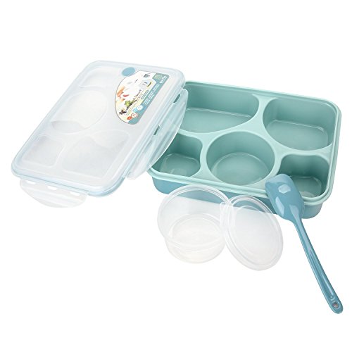 Bestland Bento Box Mikrowelle und Spülmaschinenfest Lunch Box mit mit 5 + 1 Getrennt Containers (Blau) - 5