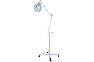 WAKECTS 5X Lampada con Lente d' ingrandimento a LED, Lente 5 DIOTTRIE d'Ingrandimento con 4 Ruota, Luce per Estetista Laboratorio e Lavori di Precisione, Bianca, 15W