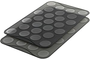 Mastrad F45514 Feuille de Cuisson pour Petits Macarons Lot de 2, Noir