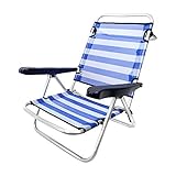  Silla Baja Plegable con 4 Posiciones de Playa o Camping Azul de Aluminio Garden - LOLAhome