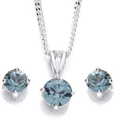 Swarovski Crystal Pendant on 46 cm Silver Chain and Earring Set