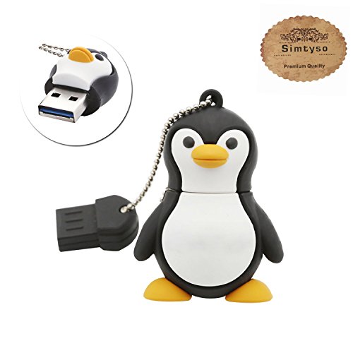 Simtyso niedlich Pinguin USB Stick 16GB Speicherstick 2.0 mit Schlüsselanhänger für Kinder Geschenk Schwarz(16g,Der Pinguin)