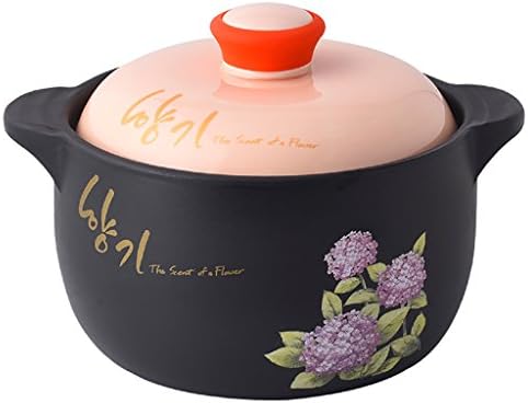 casserole pot TFguo Kitchenware 2L Casserole Soup Pot Stew Pot Heat-resistant Fire Pot Ceramic Pot Clay Pot Porridge Pot Korean Health Soup Pot Home casserole pan ( Color : Pink cover )