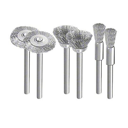 Winomo Stahldraht-Bürste Drehwerkzeug Drahtbürste Set 5 / 15 / 25mm für Dremel Proxxon - 6 Stück