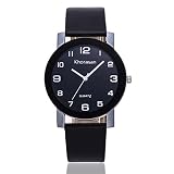 Souarts Damenuhr Analog Quarz Armbanduhr mit Zahlen Design Zifferblatt und Leder Armband für Frauen