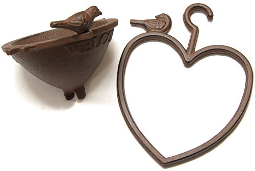 Woodside – Vogeltränke zum Aufhängen im Garten – Herzform aus Gusseisen – Vintage-Design - 3