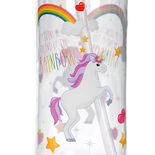 Einhorn Trinkflasche, 7x22cm, aus Kunststoff mit Trinkventil – by Lauren Billingham - 6