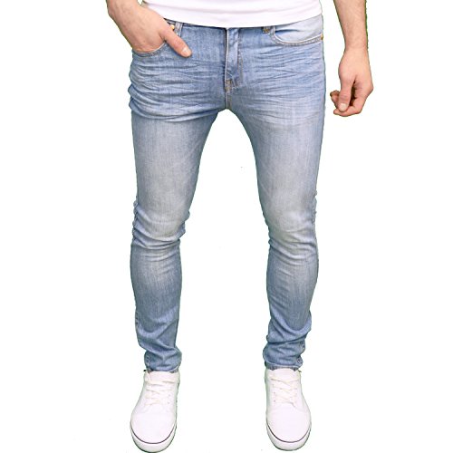 526Jeanswear Mens Designer Branded Skinny Fit Jeans, Available in 4 Colours, Lightwash, Size 34W x 34L