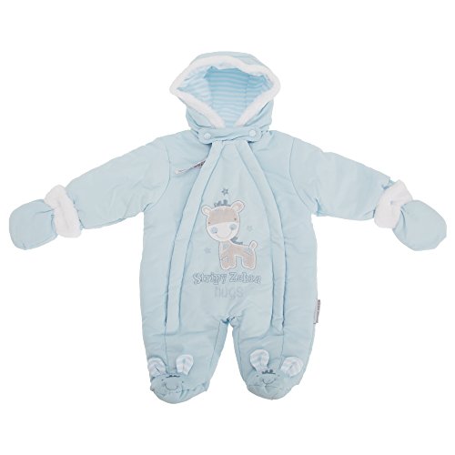 Baby Boys/Girls Stripy Zebra Hugs All In One Hooded Winter Snowsuit (Tiny baby) (Blue)