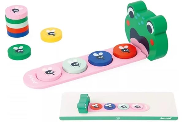Janod - Algorithmes Grenouille - Idéal préparation Maternelle et Petite Section - Apprendre Les Couleurs et Les Suites - Jouet Educatif Enfant - Dès 36 Mois, J05088