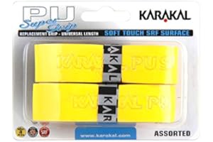 Karakal Super PU Replacement Grips - Pack of 2 - Tennis - Squash - Badminton - Retail Package (Yellow)