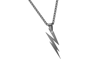 SIMUER SIMUR Fulmine Ciondolo Delicata Collana a Ciondolo a Zig Zag Geometrico Minimalista Lampo Satinato Nero Fulmine Ciondolo, Collana con Pendente da Uomo Donna