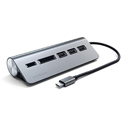 SATECHI Hub & Lecteur de Carte Micro/SD de Type-C en Aluminium - Compatible avec MacBook Air 2018, iPad Pro 2018, iMac 2017, iMac Pro, MacBook Pro 2016/2017/2018 (Gris Sidéral)
