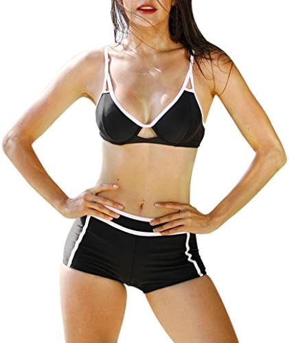 Women Bikini Sets,Dorame Sexy Srtiped Two Piece Beach Suit (XL, Black)