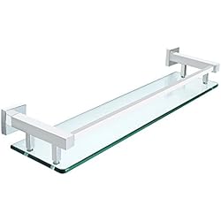 Sayayo Étagère de salle de bain en verre avec tablette murale, 20 pouces, fini chrome, EGC2000