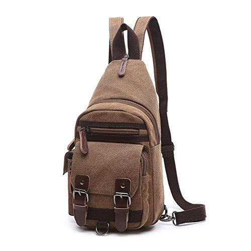 Preisvergleich Produktbild Herrenrucksack Männer / frauen Rucksack Wasserdichte Retro Reißverschluss Leinwand Dual Zweck Brusttasche Bergsteigen Camping Outdoor Wandern einkaufen Camping im Freien und geeignet für 16-Zoll-Lapto