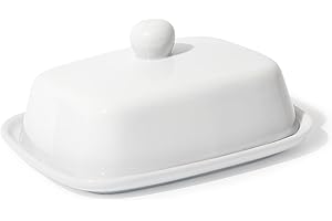 ‎THEO&CLEO Theo&Cleo Butterdose - Hochwertige Butterglocke aus Keramik - Butter Dish für alle gängigen Butter (250g) - Butterschale Porzellan (Weiß)