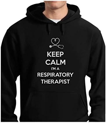 PATEKTTT Keep Calm Respiratory Therapist Gifts Hoodie Large Black