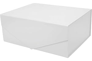 LiyuanQ Gift Box,Gift Boxes with Lids for Presents,Magnetic Thick Fold Cardboard Box Jewellery, Cake, Documents, Birthday, Party, Wedding Present Gifts(White)，22.8 * 16.5 * 9.3cm