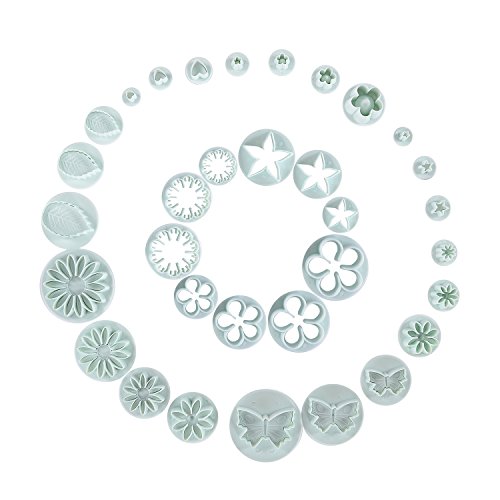 LIHAO Fondant Ausstecher 46 tlg Ausstechformen Auswerfer Zubehör Tortendeko Kuchendekorationsset Backen - 2