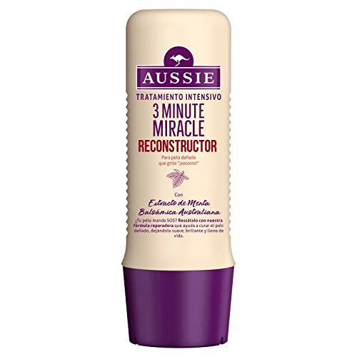 Aussie 3 Minute Miracle Reconstructor Tratamiento Intensivo, Fórmula Reparadora Intensiva Suaviza Y Revitaliza - 250 ml