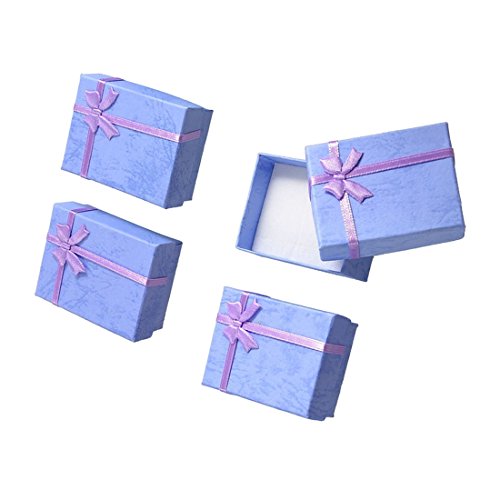 Schmuck box – SODIAL(R) Geschenkkaestchen, rechteckig, mit Schleifen, lavendelfarben, 4 Stueck - 3