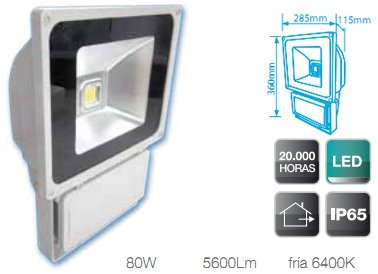 Evila - Proyector led ultrabrillo 80w 5600lm 6400k 230v