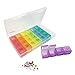 Produktbild Pillendosen für 7 Tage täglich, wöchentliche Pillendose, abschließbare Medizin-Box, 4 Mal pro Tag, tragbare Pillen-Erinnerungsbox für Reisen, Tabletten-Vitamin-Fischöle (klein, Regenbogen)