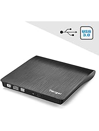 Tabiger USB 3.0 Portable External CD RW/ DVD RW/CD ROM/ DVD ROM Drive/writer/Rewriter/Burner for Laptops, Desktops and Notebooks. Black