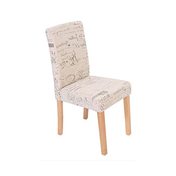 Mendler 4er-Set Esszimmerstuhl Stuhl Küchenstuhl Littau - Textil mit Schriftzug, Creme, helle Beine – Bild 4