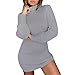 Produktbild Damen Herbst und Winterjacke Honestyi Womens Casual Langarm Pullover Rollkragen Pullover Kleid(Grau,L)