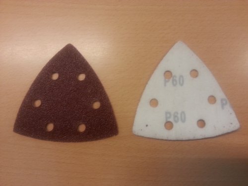 50 Stück SBS Klett-Schleifdreiecke 93x93x93 mm Korn 60 für Delta-Schleifer 6 Loch