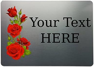 Custom Personalised Your Text Aluminium Metal Red Rose Signs Door Plaque House Number (5x7")
