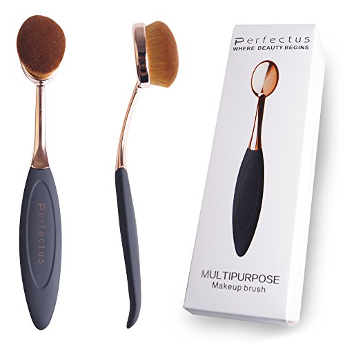 Perfectus Professional Cosmetic Makeup Face Powder Blusher Curve Oval Foundation Brush (rose gold)