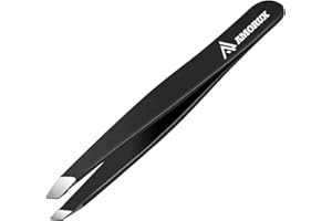 AMORUX Pince à épiler les sourcils oblique Pointe améliorée à sourcils professionnelle Pince à Épiler, Pincettes en Acier Inoxydable pour Sourcil, Poils Incarnés Faciaux, Échardes (Noir)