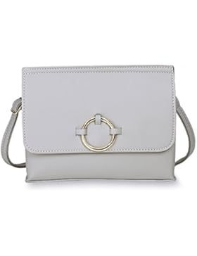 Minimalistische Design Crossbody Tasche mit Verstellbarer Gurt (Abnehmbar), Vegan Leather Mini Klappe Umhängetasche...